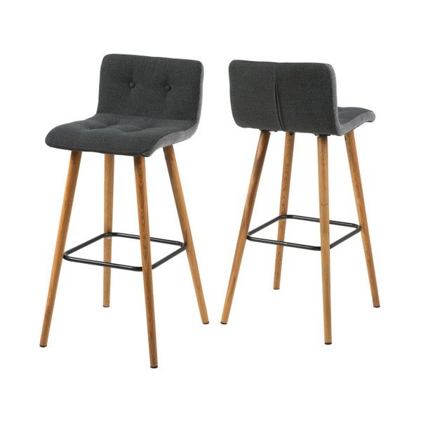 Sada 2 tmavě šedých barových židlí Actona Frida