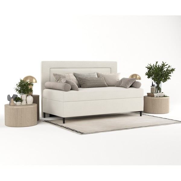 Letto singolo imbottito beige 100x200 cm Alba - Maison de Rêve-image-2
