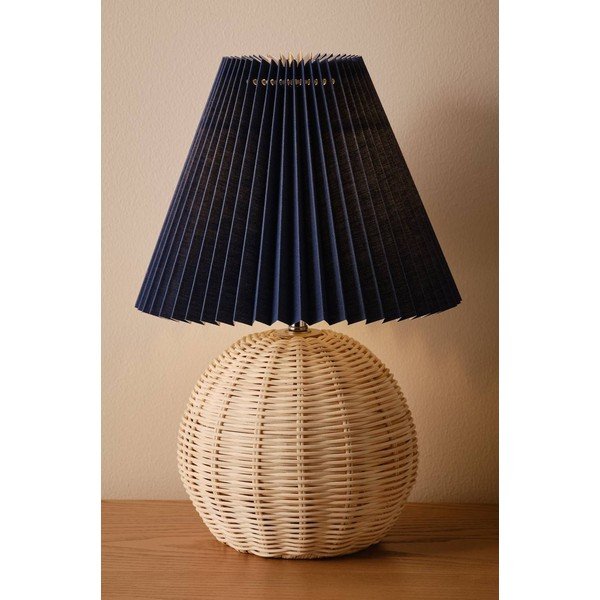 Lampada da tavolo blu/di colore naturale in rattan (altezza totale 36 cm) Sisal – Jotex-image-1