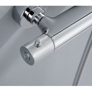 Set per doccia in ottone in argento lucido con rubinetto termostatico, soffione doccia e doccetta 131 cm Solaris – Sapho
