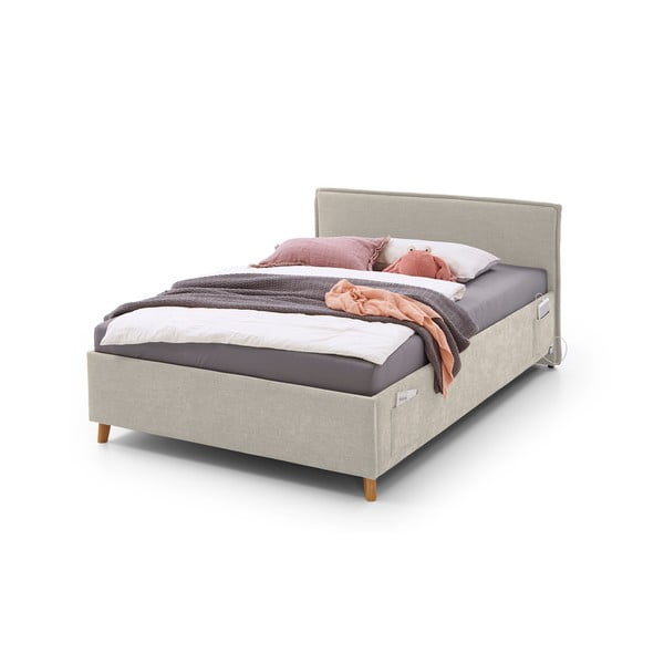 Letto da bambini beige imbottito con contenitore con rete inclusa 140x200 cm Fun – Meise Möbel-image-2
