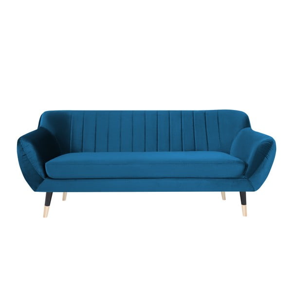 Divano blu con gambe nere Benito, 188 cm - Mazzini Sofas
