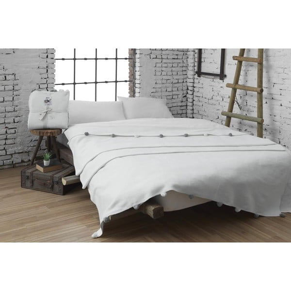 Copriletto color crema in vello 150x200 cm Pom Pom – Mijolnir-image-1