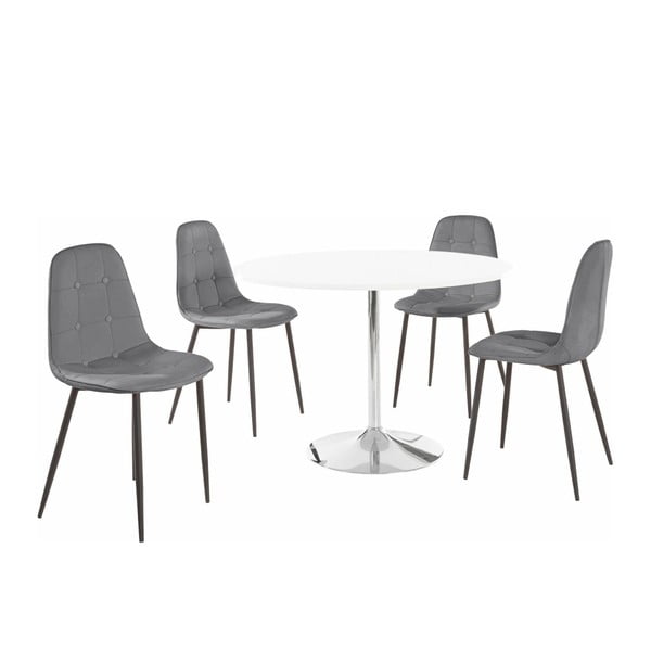 Set di tavolo da pranzo rotondo e 4 sedie grigie Terri - Støraa