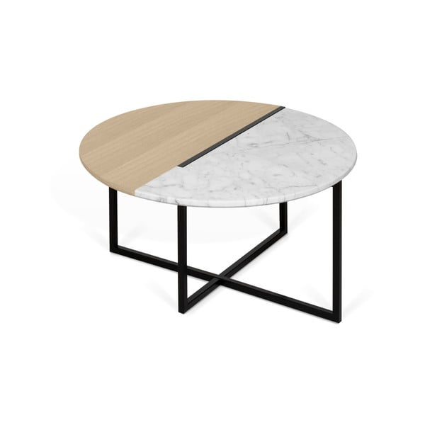 Tavolino rotondo con piano in rovere ø 80 cm Sonata - TemaHome-image-1