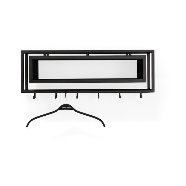 Attaccapanni da parete nero in rovere massiccio con scaffale 78 cm School – Spinder Design-image-2
