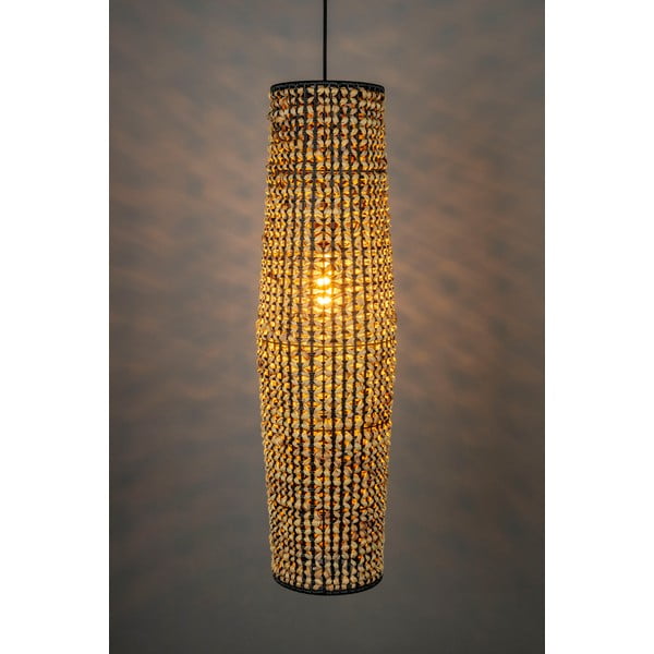 Lampadario con paralume in giacinto d'acqua nero e naturale ø 20 cm Hyacint - Dutchbone-image-2