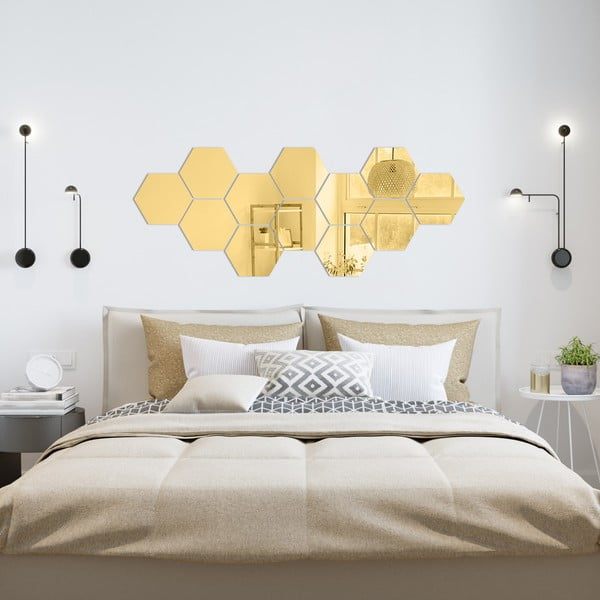 Set di adesivi da parete 12 pezzi 17x20 cm Hexagons Gold - Ambiance-image-1