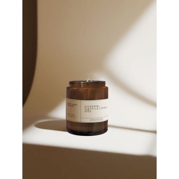 Candela in cera di soia profumata tempo di combustione 40 h #21 Galbanum, Pine, Leather – Perfumed Prague-image-3