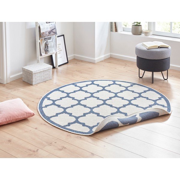 Tappeto da esterno blu e crema , ⌀ 200 cm Palermo - NORTHRUGS-image-1
