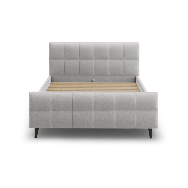 Letto matrimoniale imbottito grigio chiaro con griglia 180x200 cm Gigi - Micadoni Home-image-1