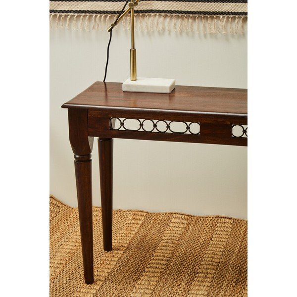 Tavolo consolle colore naturale scuro in palissandro massiccio 45x120 cm Srina – Premier Housewares-image-3