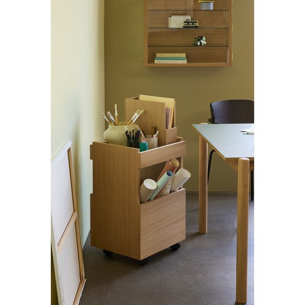 Tavolino da servizio con effetto rovere su ruote 35x40 cm Forma – Hübsch-image-3