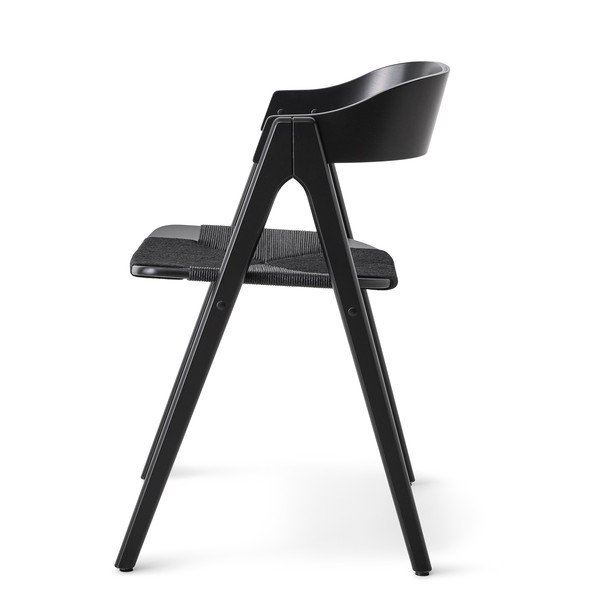 Sedia da pranzo in legno di faggio nero con seduta in rattan nero Findahl di Hammel Mette - Hammel Furniture-image-1