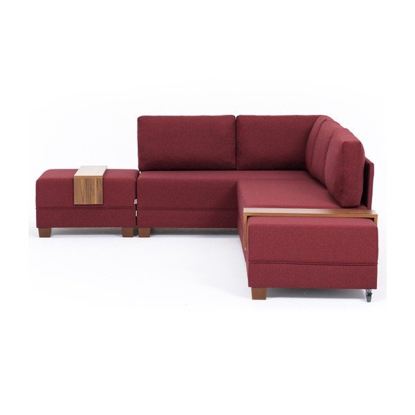 Divano letto bordeaux angolo sinistro 2 tavole di contenimento Diana - Balcab Home