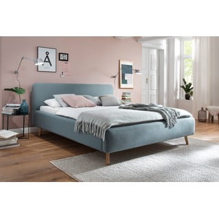 Letto matrimoniale imbottito blu/grigio 180x200 cm Mattis - Meise Möbel