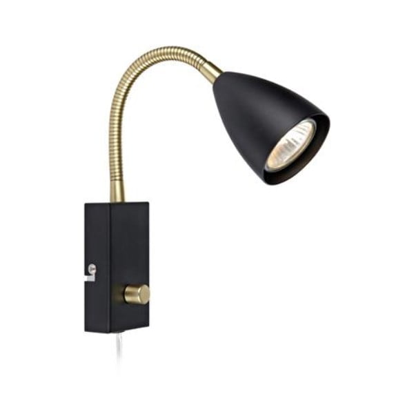 Lampada da parete nera con dettagli in ottone Ciro Flex - Markslöjd