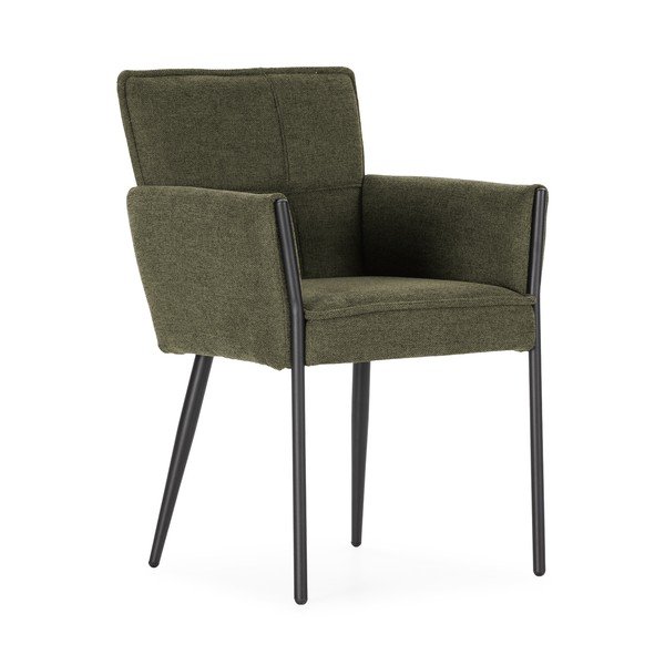 Sedia da pranzo verde imbottito con braccioli Vesta – MOME