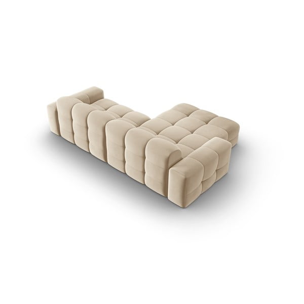Divano angolare in velluto beige (angolo sinistro) Kendal - Micadoni Home-image-4