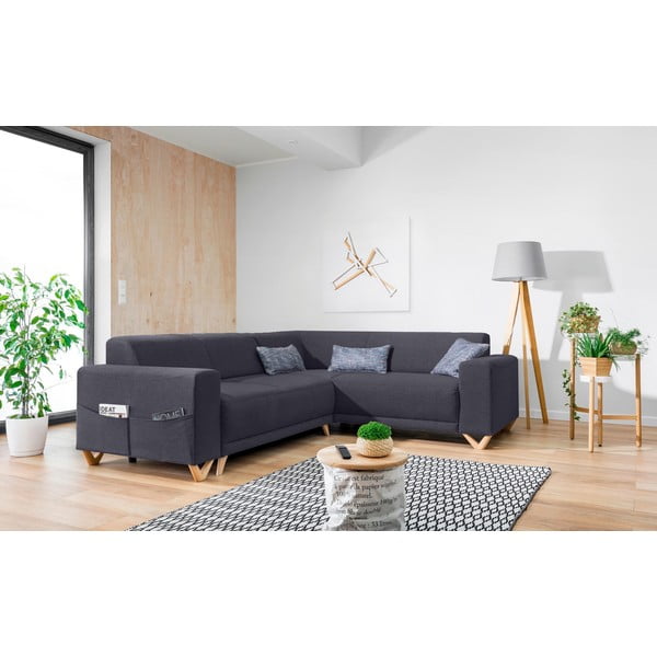 Divano angolare color antracite allungabile e con contenitore (con penisola a destra/a L) Classy Sophie – Miuform-image-3