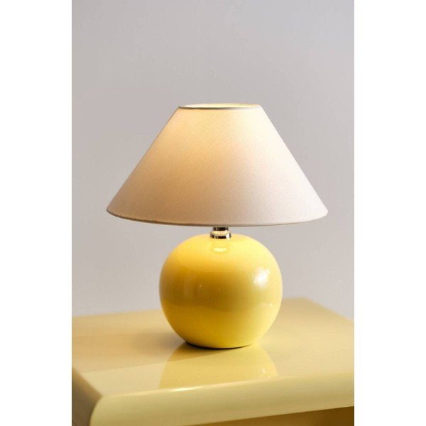 Lampada da tavolo gialla/color crema in ceramica (altezza totale 29 cm) Karamell – Jotex-image-1
