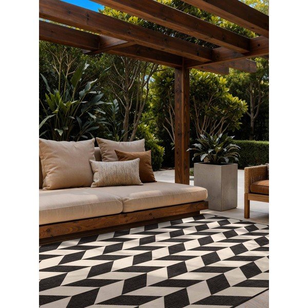 Tappeto da interno/esterno nero/color crema 160x230 cm Haringey Terrick – Ted Baker-image-2