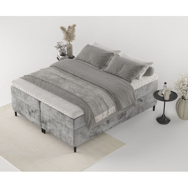Letto boxspring grigio scuro con contenitore 180x200 cm Araya - Maison de Rêve-image-1