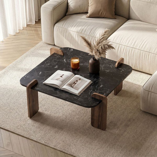 Tavolino da salotto nero 90x90 cm Marais – Nordure-image-2