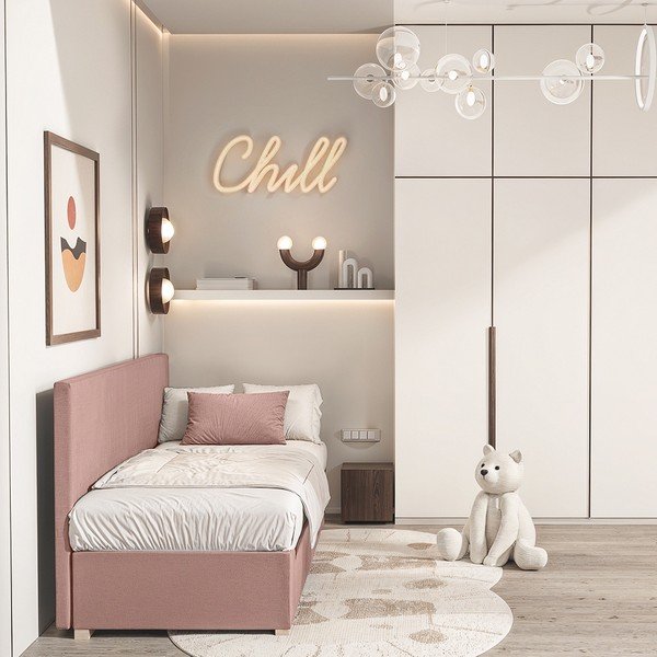 Letto da bambini rosa con contenitore con materasso incluso 90x200 cm Cozi – Ghado-image-1