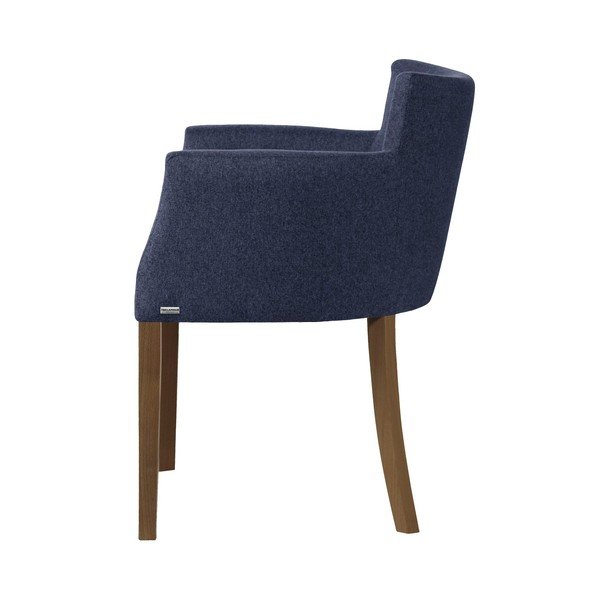 Sedia blu scuro con gambe in legno di faggio marrone scuro Santal - Ted Lapidus Maison-image-1
