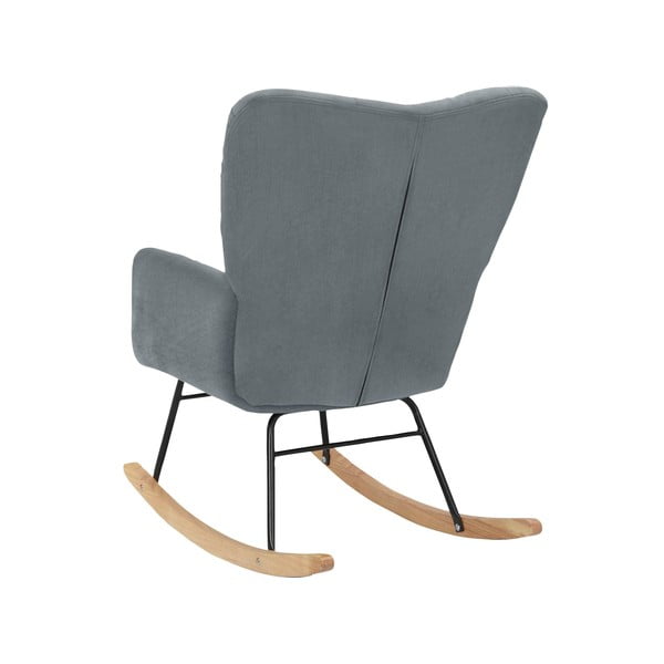 Poltrona a dondolo in velluto grigio Elza - Støraa-image-3