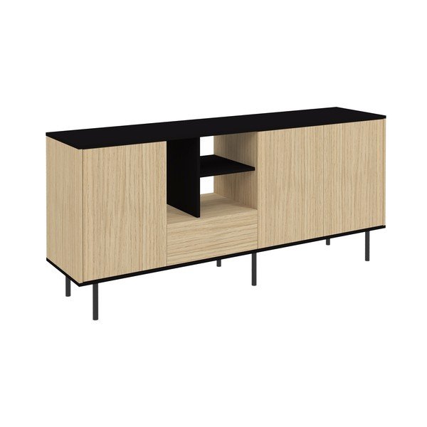 Cassettiera bassa nera in rovere 170x80 cm Lord - TemaHome-image-2