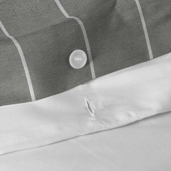 Copripiumino in cotone bianco e grigio per letto singolo 140x200 cm Oxford - Happy Friday-image-4