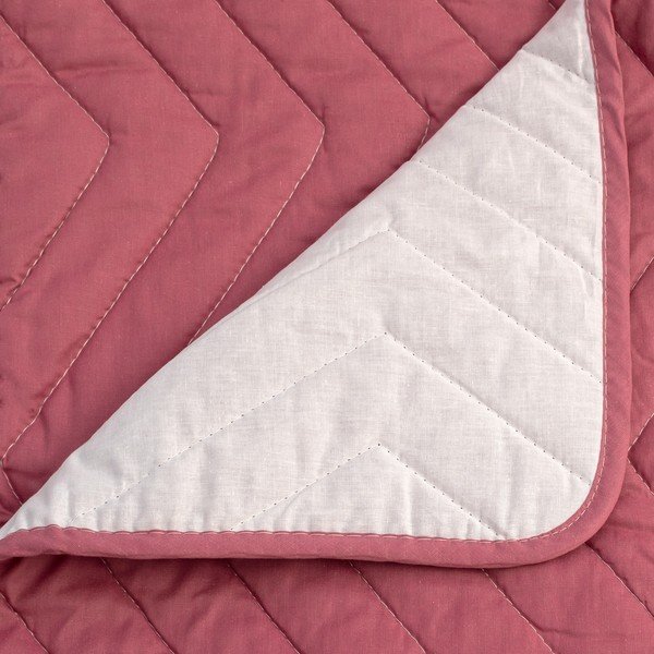 Copriletto trapuntato in cotone bianco e rosa 180x260 cm Arista - Happy Friday-image-1