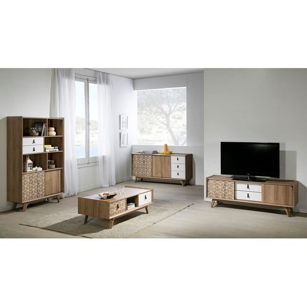 Cassettiera TV bianca e marrone Java - Marckeric-image-1