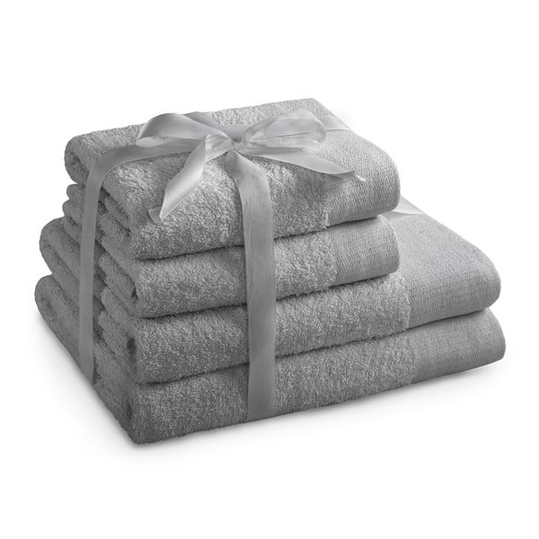 Asciugamani e teli bagno in spugna di cotone grigio in set da 10 pezzi Amari - AmeliaHome