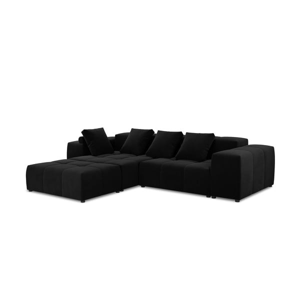 Divano angolare in velluto nero (variabile) Rome Velvet - Cosmopolitan Design-image-2