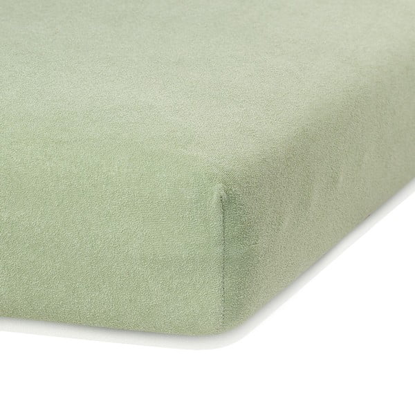 Lenzuolo con angoli verde in terry 160x200 cm Ruby – Restilo-image-1
