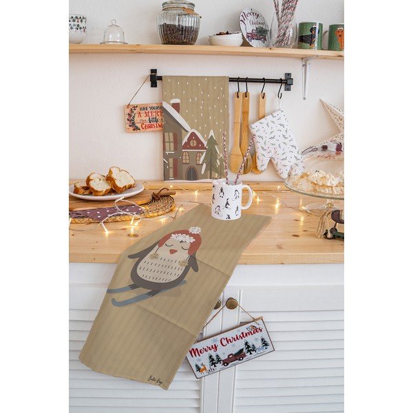 Asciugamani in cotone con motivo natalizio in set da 2 50x70 cm Snowing Day - Butter Kings-image-1