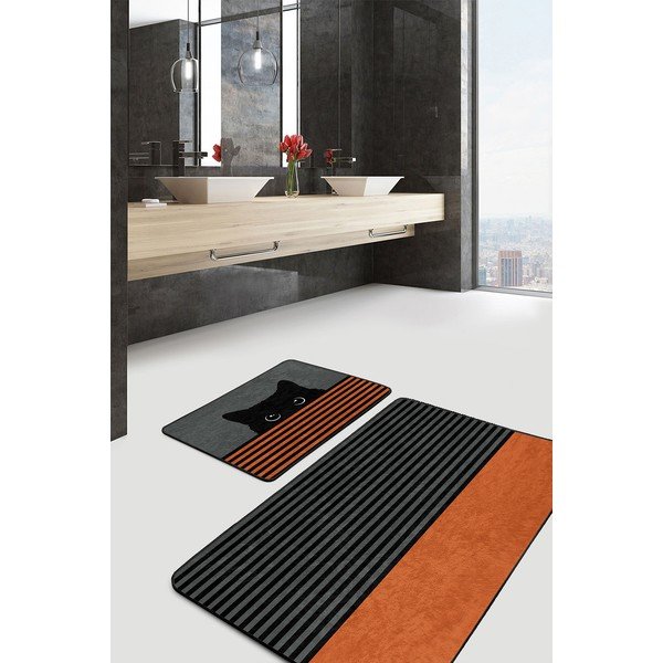 Tappetini da bagno nero-arancio in set di 2 pezzi 60x100 cm - Mila Home-image-2