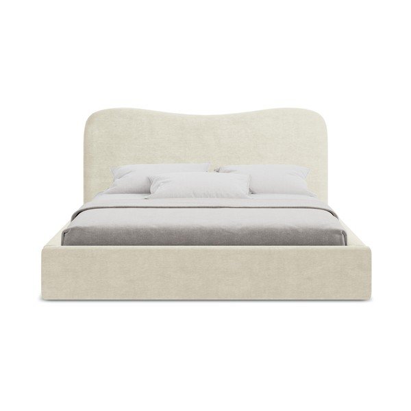Letto matrimoniale imbottito beige con contenitore con rete inclusa 140x200 cm Kahai – Makamii-image-4