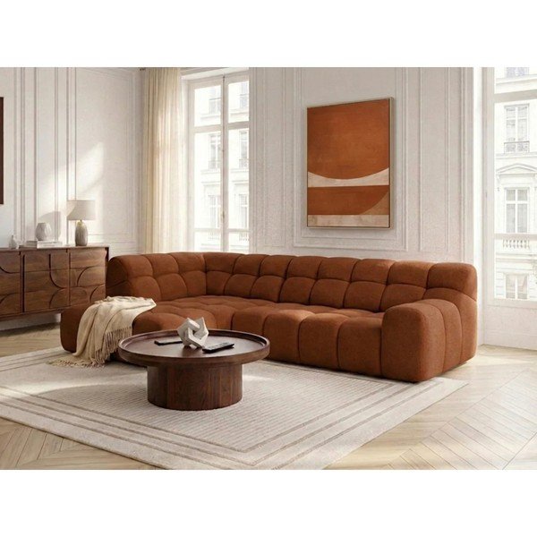 Divano angolare arancione allungabile/con movimento relax elettrico (con penisola a sinistra/a L) Andre – Bobochic Paris-image-4