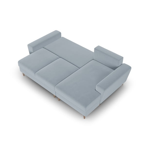 Divano angolare azzurro allungabile e con contenitore (con penisola a destra/con chaise lounge) con rivestimento in velluto Kyoto – Cosmopolitan Design-image-2