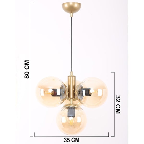 Lampada a sospensione con paralume in vetro giallo-oro ø 15 cm Hector - Squid Lighting-image-4