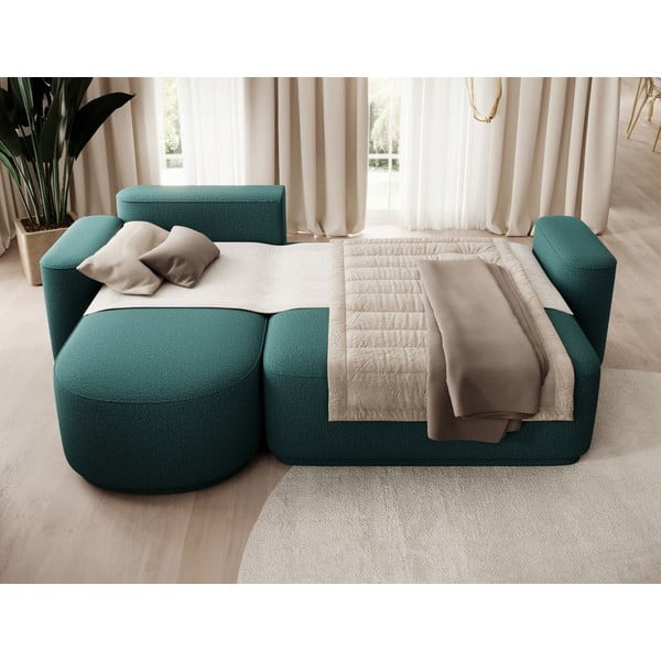 Divano angolare verde allungabile/con contenitore (con penisola a sinistra/con chaise lounge) e rivestimento in ciniglia Aurumm – ELTAP-image-4