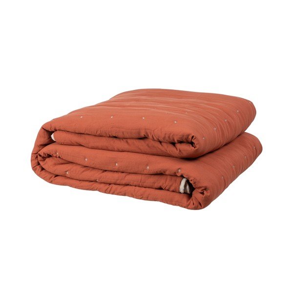 Copriletto trapuntato in microfibra rosso mattone e beige 230x280 cm - Ixia-image-2