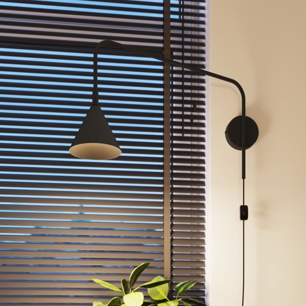 Lampada da parete nera con alimentazione a corrente Zylo – Sollux-image-3