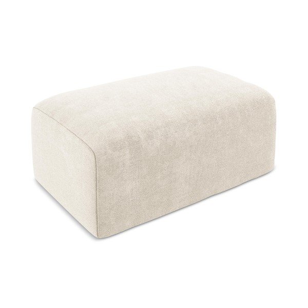 Poggiapiedi color crema con rivestimento in ciniglia Kona – Makamii-image-2