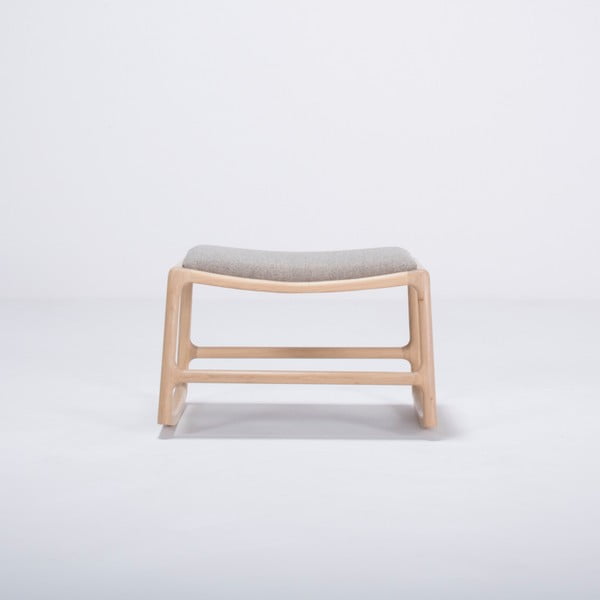 Pouf con struttura in legno di quercia e seduta in tessuto grigio Dedo - Gazzda