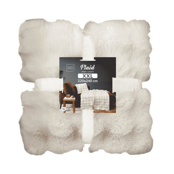 Coperta color crema in micropile 220x240 cm Mounty – douceur d'intérieur-image-4